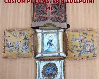 Lot 515 Collection 5 Vintage Custom Pillows. Pr needlepoint pil