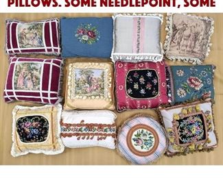 Lot 518 Collection of 12 Custom Pillows. Some needlepoint, some