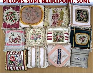 Lot 521 Collection of 12 Custom Pillows. Some needlepoint, some