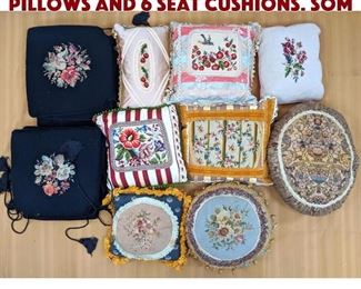 Lot 523 Collection of 8 Custom Pillows and 6 Seat Cushions. Som