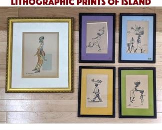 Lot 541 5pc Lot Prints. Set of 4 Lithographic Prints of island 
