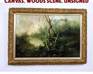 Lot 544 Landscape Oil Painting on Canvas. Woods scene. Unsigned
