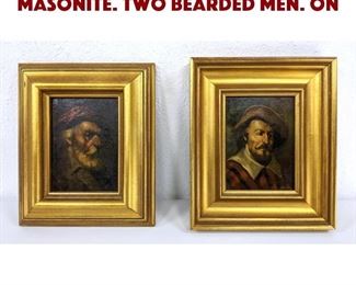 Lot 548 2pc Portrait Paintings on Masonite. Two bearded men. On