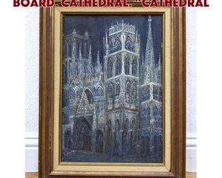 Lot 554 F LECOCG 1976 Painting on Board. Cathedral. Cathedral 