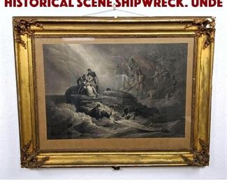 Lot 556 Signed Print H. VERNAL Historical Scene Shipwreck. Unde