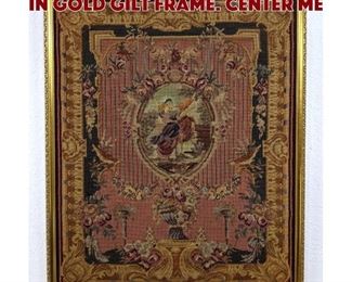 Lot 573 Lg Decorative Needlepoint in Gold Gilt Frame. Center me