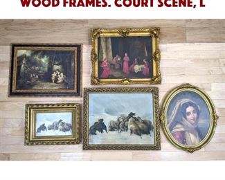 Lot 580 5 Assorted Prints in Gilt Wood Frames. Court scene, l