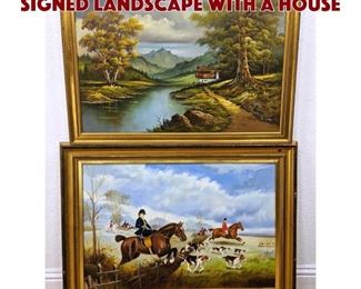 Lot 592 2pc Oil Paintings. GENGAL signed Landscape with a House