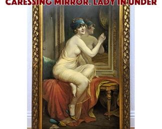 Lot 600 Print on Canvas of Lady Caressing Mirror. Lady in under