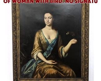 Lot 601 Print on Canvas Portrait of Woman with Bird. No signatu