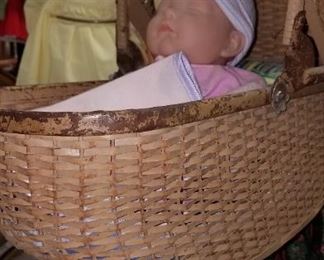 Much related vintage doll and children related items. Several wicker strollers
