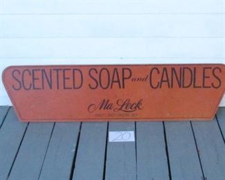 Vintage NC Advertising Sign Soap & Candles. Sign is Wooden