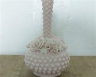 Vintage Pink Milk Glass  Ardalt Hobnail Perfume Bottle