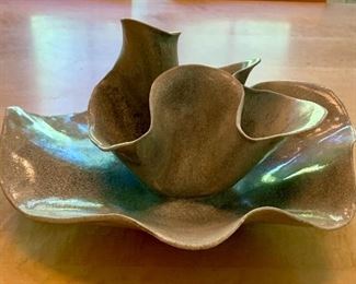 Item 14: Ruffled Abstract Art Pottery- 16.5" x 8.5": $85