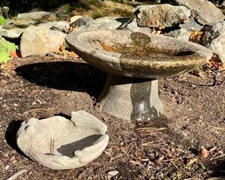 Item 24: Concrete birdbath - 17.5” x 8.5”: $85 SOLD!!! Item 26: Concrete frog birdbath: 8.5” x 2”: $25 SOLD