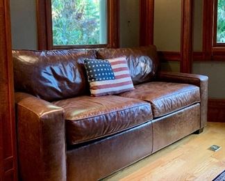 Item 33: Mitchell Gold leather sofa - 70.5”l x 27”w x 39”h: $995