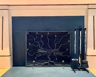 Item 44: Fireplace screen - 35.5" x 30": $75 SOLD Item 45: Fireplace grate with birch logs: $45 AVAIL Item 46: Fireplace tools: $75 SOLD