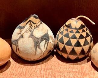 Item 110: (4) Decorative signed gourds: $75 for all