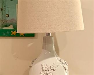 Item 74: (2) Decorative lamps with flower rosettes - 24.5": $95 for pair