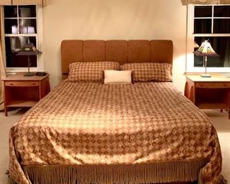 Item 77: King sized bed with fabric headboard includes mattress: $575