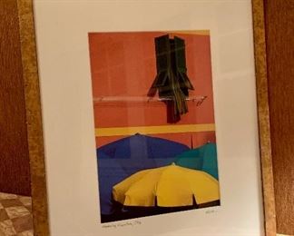 Item 79: "Umbrellas" Cinque Terra, Italy -photograph signed by David Stern - 17.5" x 21.5": $95