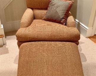 Item 82: Lexington Furniture Swivel Rocking Chair & Ottoman: $675 Chair - 35.5"l x 25"w x 37.5"h Ottoman - 31"l x 25"w x 12"h