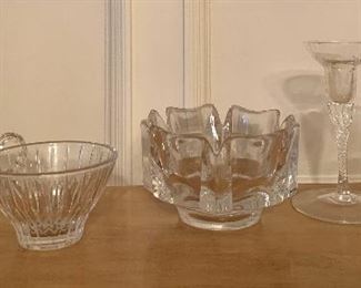 Item 212: Assorted lot of glass with one Orrefors there in the middle! $45 Orrefors - 5.75" x 4"