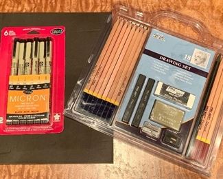 Item 182: Pen and Pencils along with a book of Strathmore Drawing Paper: $16
