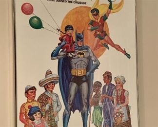 Item 147: Batman and Robin Unicef Poster, Framed - 24.25" x 36.25": $45