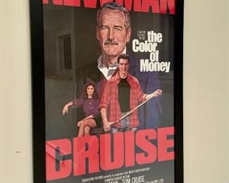 Item 153: Movie Poster - nicely framed: Newman-Cruise, The Color of Money - 28.5" x 42.5": $85
