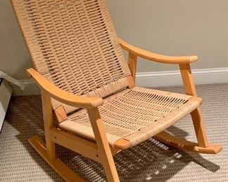 Item 149: Great Rocking chair! Wood and Rope! - 25.25" x 20" x 36": $245