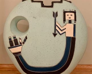 Item 158: Signed Vase with Unusual Design - 11" x 10.5": $35