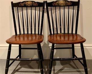 Item 122: Two vintage Hitchcock Chairs - AS IS - 17"l x 16.25"w x 34"h: $85