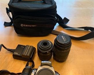 Item 240: Canon EOS Rebel Digital Camera with 2 lenses and case: $110