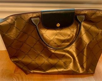 Item 214: Longchamp Gold Le Pliage Shoulder Tote: $30