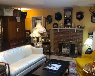 Furniture, rug, lamps