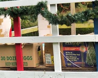 Hay wagon full of Christmas trees