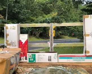 Hay wagon full of Christmas trees