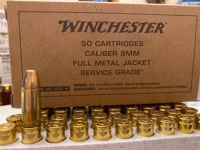 9mm Winchester 115 gr Service grade Ammo box of 50