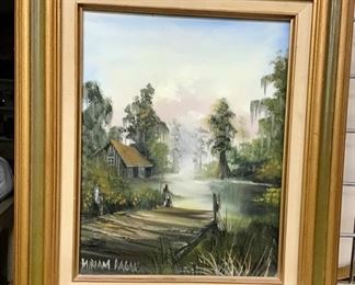 Listed  Louisiana artist, Miriam Ragan. Bayou scene.
