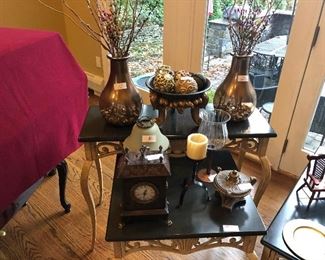 end tables with black marble top