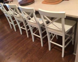 Set of 4 counter-height white bar stools. >>>> $300.