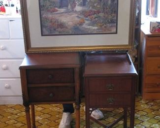 Vintage Side Tables and Print