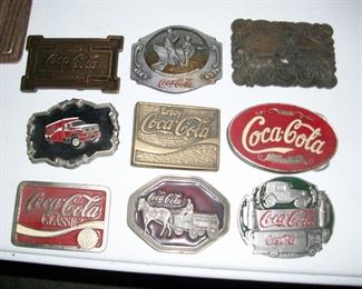 multiple vintage metal belt buckles
