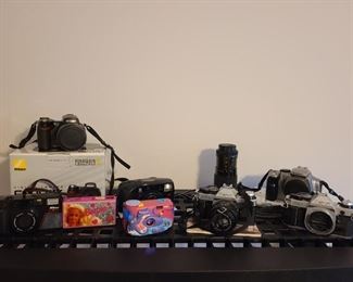 Canon, Minolta, Nikon, Barbie ~ some Cannon are vintage also have vintage camera parts