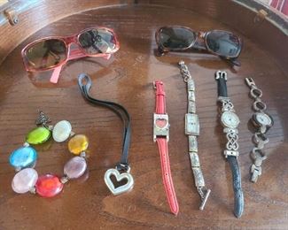 Maui Jim and Ray Ban sunglasses ~ Brighton colorful stone bracelet ~ Brighton sterling heart w/black strap necklace and 4 Brighton watches