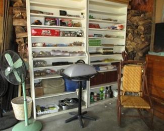 rocker, George Foreman & fan & garage items 