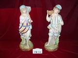 Pair of large European bisque statues