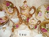 Brown Heritage tea set, 16 place settings, Teapot, creamer, sugar, 16 cups & saucers.