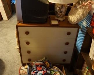 tins, chest of drawers